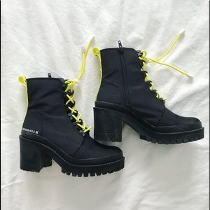 Steve Madden Black/Yellow Combat Boots